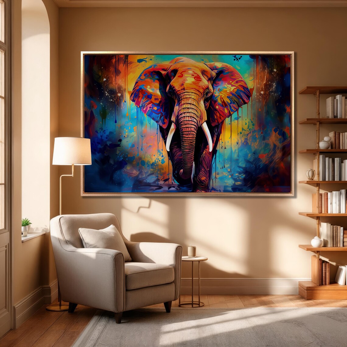 Colorful Elephant Animal Portrait Wall Art Print - Image 3