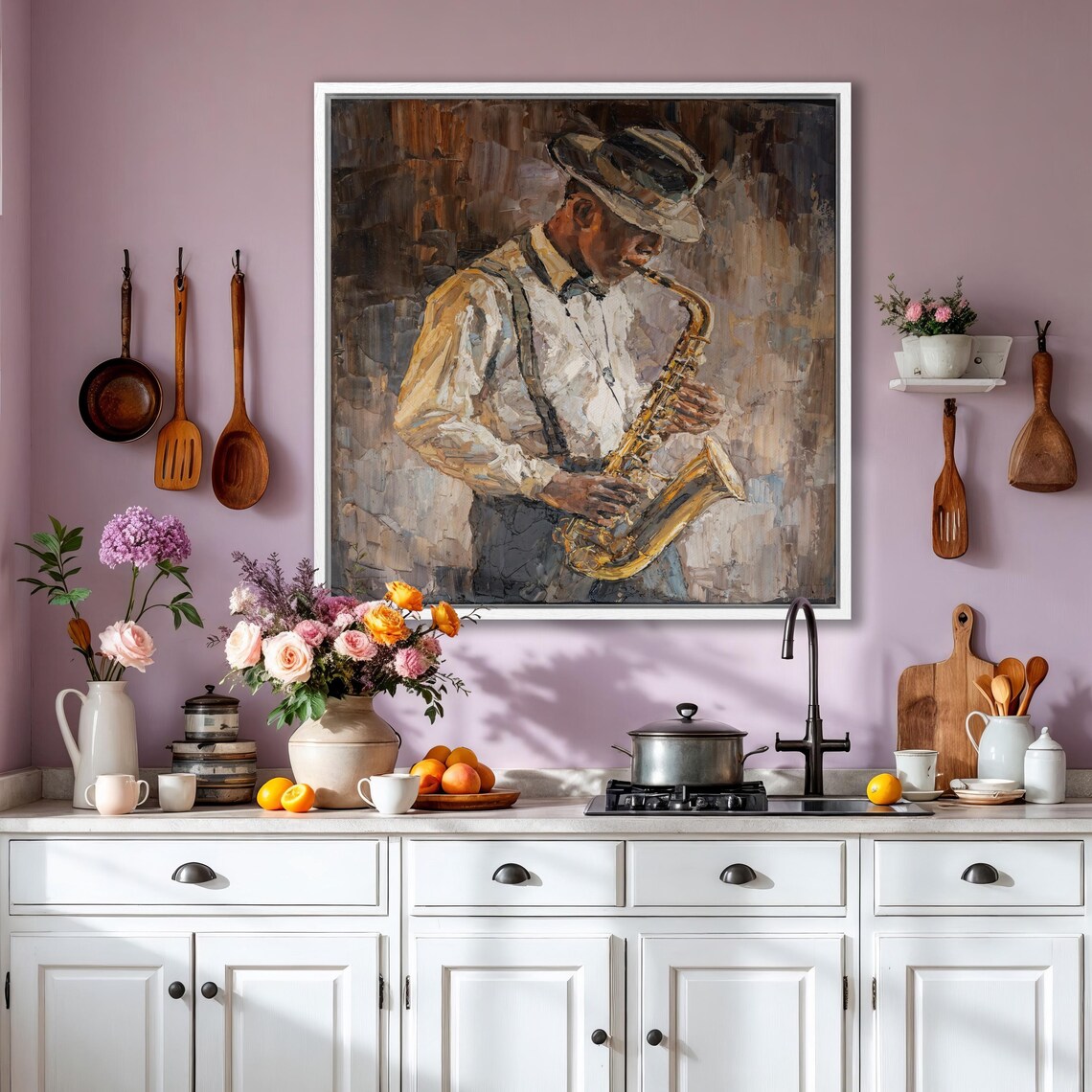 Jazz Saxophonist Musician Oil Painting In Blues Club Style Poster - Image 2