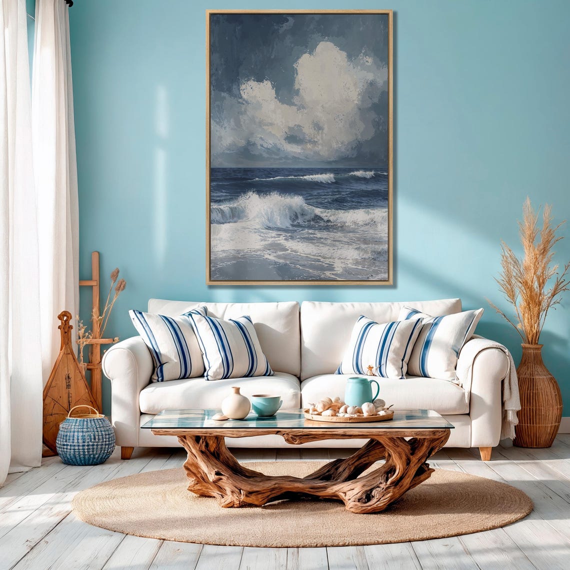 Deep Blue Ocean Waves Under Towering Dramatic Storm Clouds Poster - Image 4
