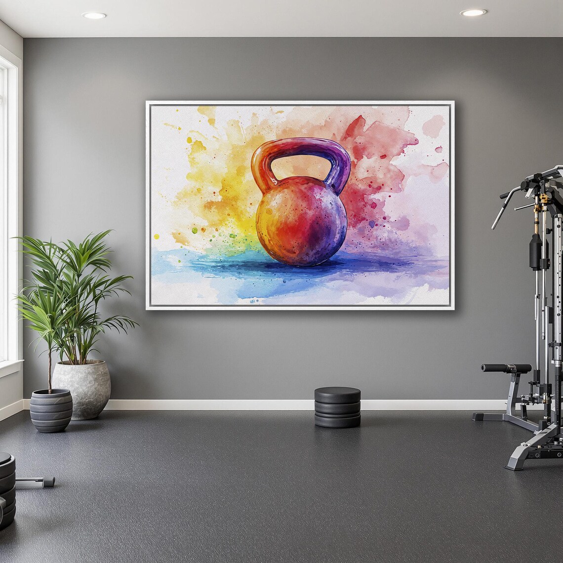 Rainbow Watercolor Kettlebell Vibrant Fitness Painting Sports Poster - Image 5