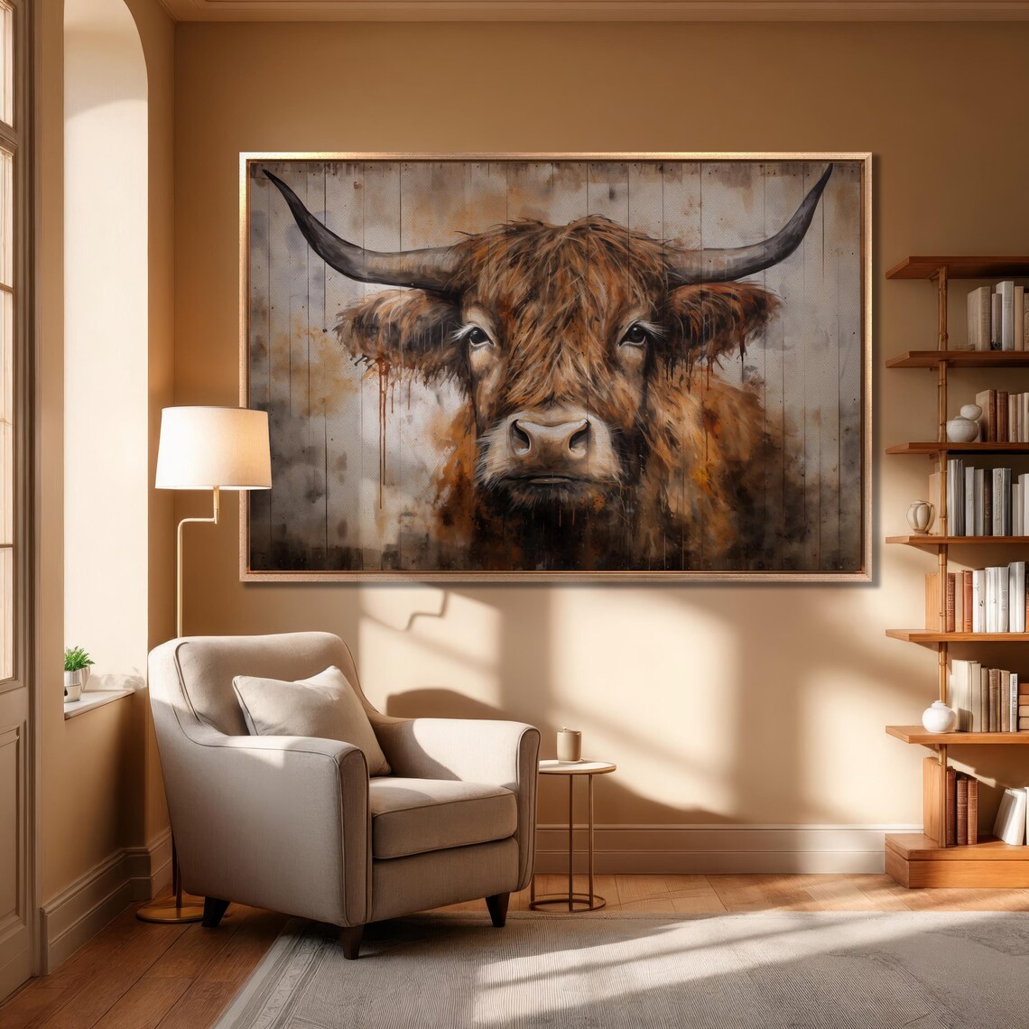 Highland Cow Close-Up Watercolor Rustic Farmhouse Cattle Poster - Image 5