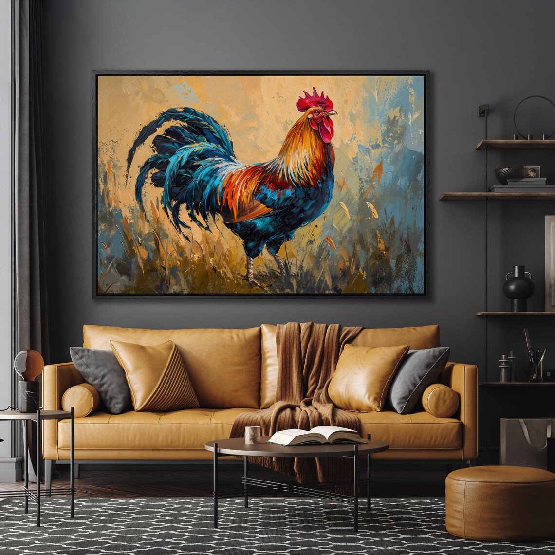 Vibrant Rooster Portrait Farmhouse Poultry Colorful Wall Art - Image 5