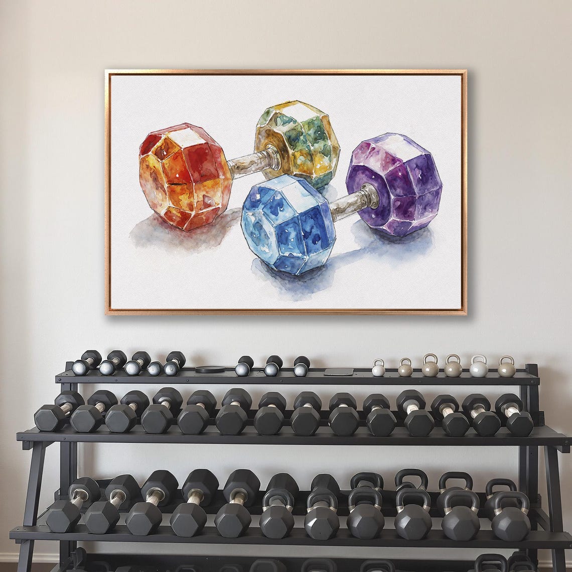 Dumbbells Framed Art Watercolor Sports Painting Print Motivational Gym Decor Workout Wall Art Fitness Poster Ready To Hang Gift - Image 4