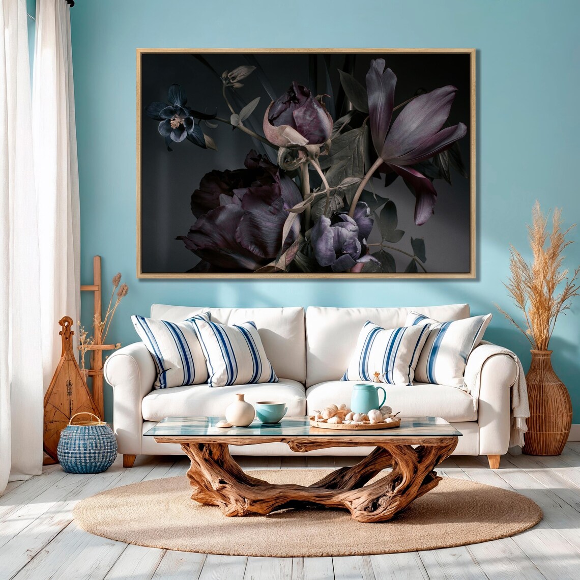 Purple Peonies and Tulips, Vintage Floral Art Print - Image 2