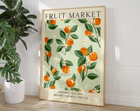 Orange Fruit Market Vintage Aesthetic Art Print