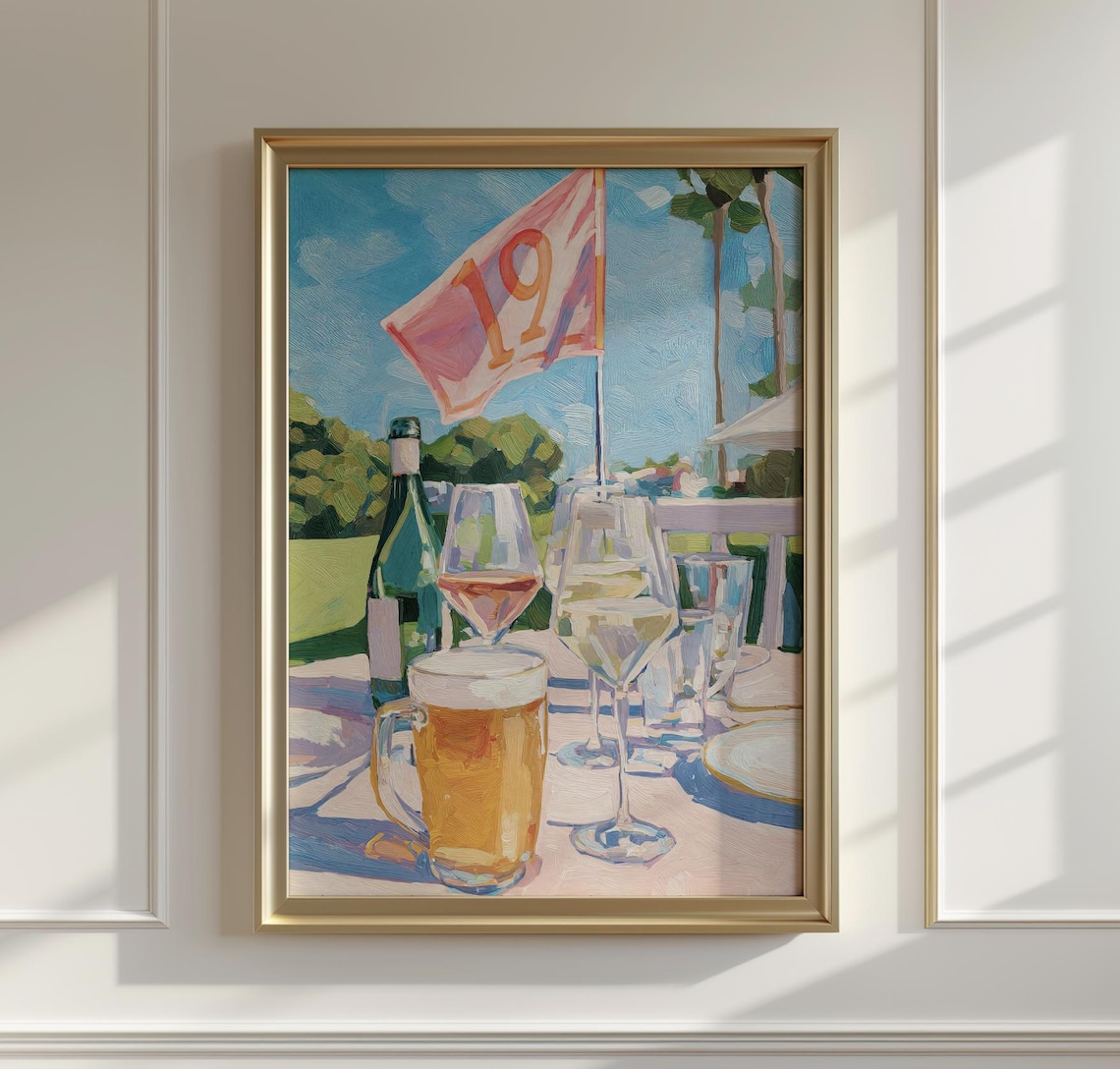 Watering Hole Golf Art Print, Palm Beach Sport Poster