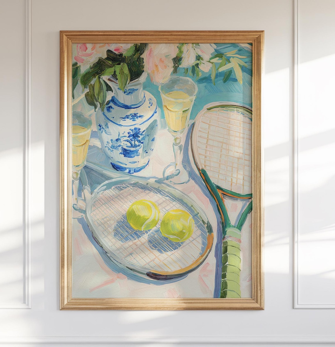 Whimsical Chinoiserie Tennis Cocktails Art Print