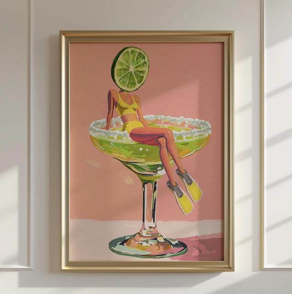 Retro Margarita Cocktail Bar Art Print