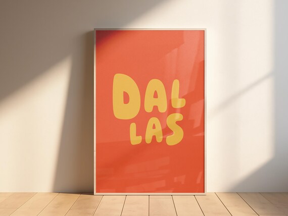 Dallas Texas Retro Bold Typography Orange Gradient City Poster