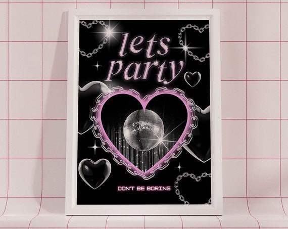 Y2k Room Decor Aesthetic Wall Art Bar Cart Print Dorm Decor Y2k Poster Mcbling Room Decor For Teens Dorm Wall Art Trendy Trashy Y2k Decor