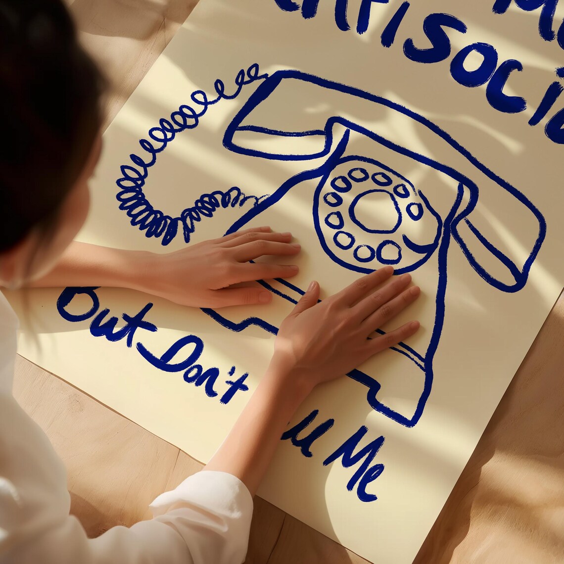 Call Me Antisocial But Dont Call Me Print Typography Poster Trendy Quote Print Entryway Decor Mid Century Print Retro Phone Print - Image 2
