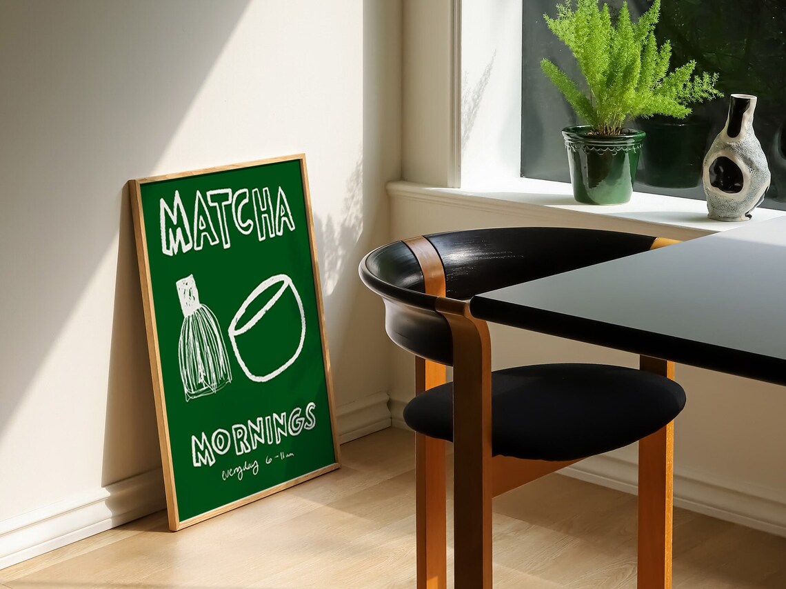 Matcha Mornings Retro Cafe Drink Wall Art Print - Image 2