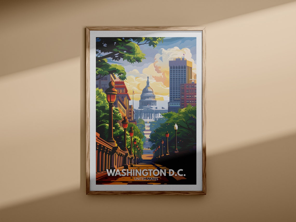 Washington Dc Print Washington Dc Poster United States Wall Art Print United States Travel Home Decor Usa City Poster - Image 3