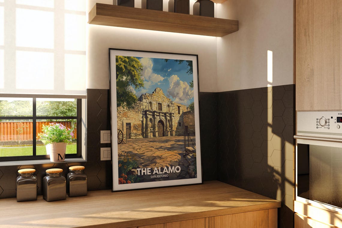 The Alamo Print The Alamo Travel Poster San Antonio Wall Art Print San Antonio Home Decor Travel Wall Decor Unique City Poster - Image 2