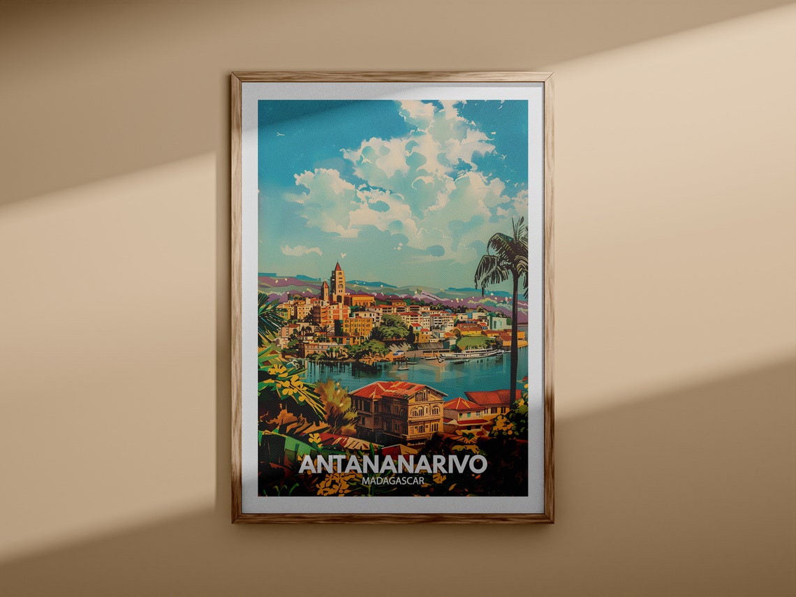 Antananarivo Madagascar Hilltop City Lake View Travel Poster - Image 3