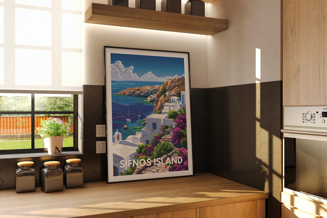 Sifnos Island Print Sifnos Island Travel Poster Greece Wall Art Print Greece Home Decor Travel Wall Art Poster Unique City Print - Image 2