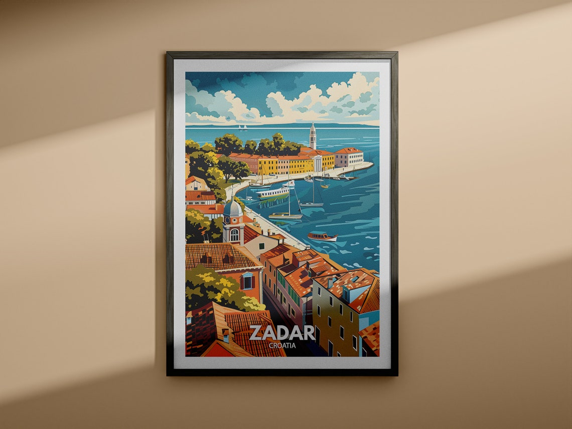 Zadar Croatia Adriatic Harbor Sailboats Old Town Travel Poster - Image 3