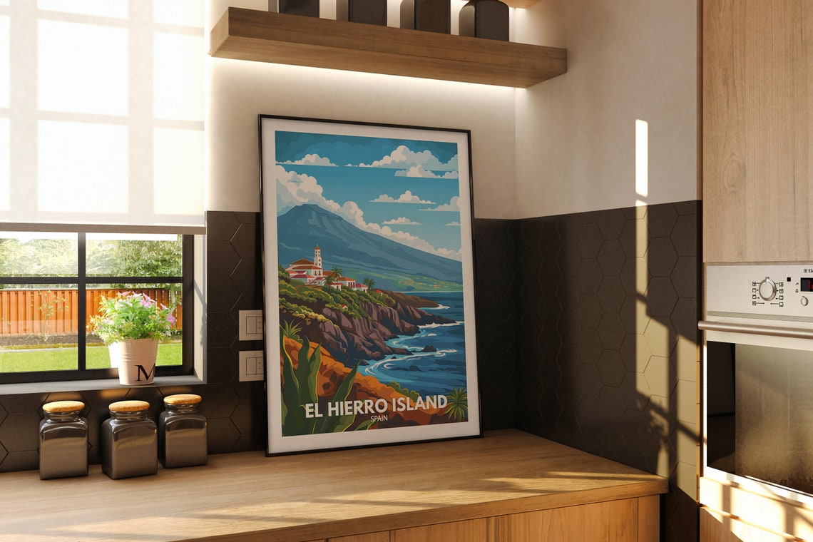 El Hierro Island Spain Volcanic Cliffs Coastal Travel Poster - Image 2