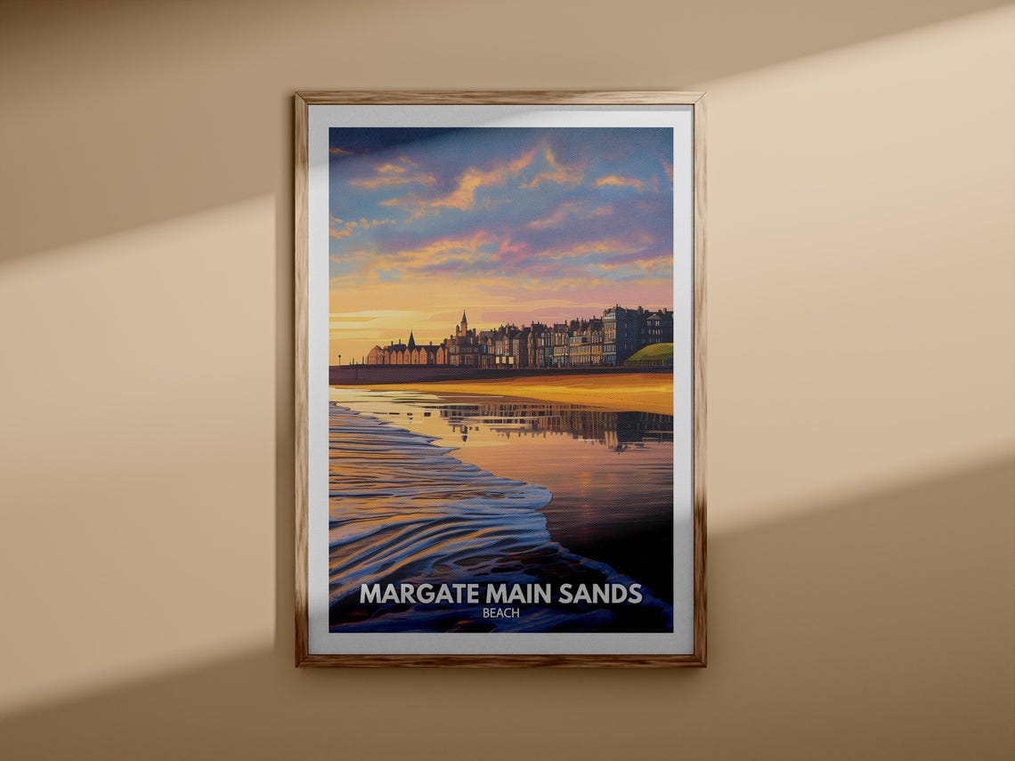 Margate Main Sands Beach Kent Sunset Golden Seaside Sunny Poster - Image 3