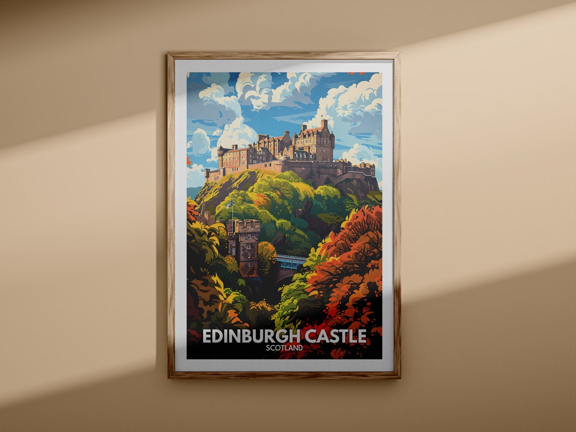 Edinburgh Castle Scotland Autumn Historic Vintage Travel Poster - Image 3