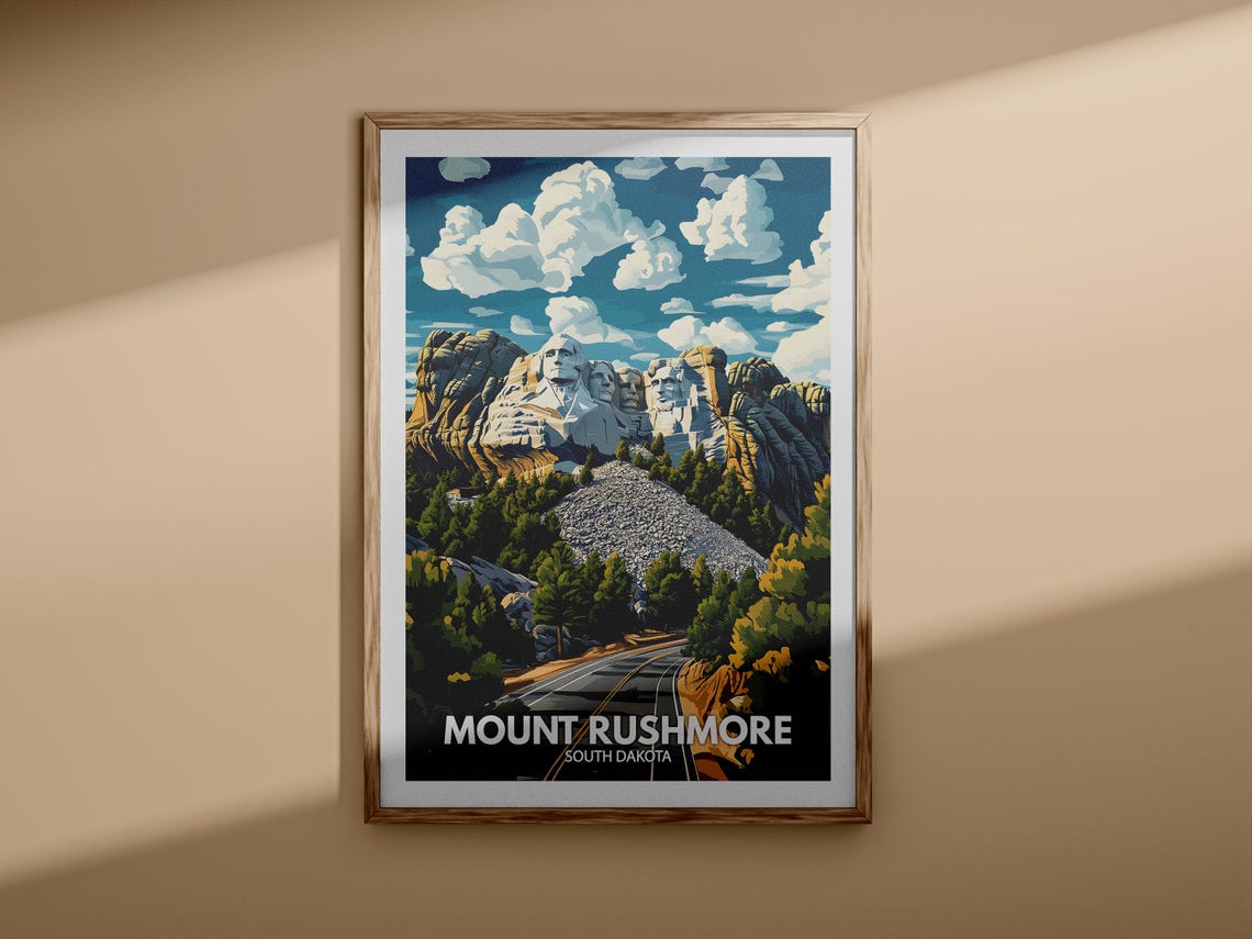 Mount Rushmore South Dakota Carved Granite Faces Travel Poster - Image 3