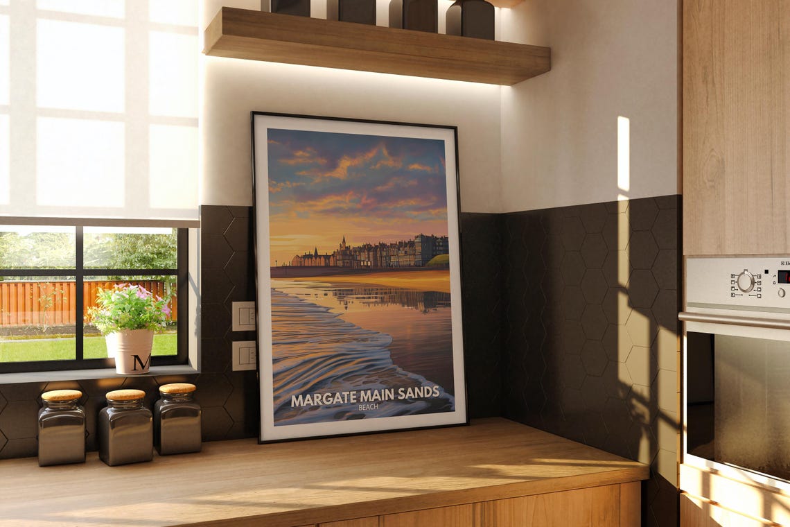 Margate Main Sands Beach Kent Sunset Golden Seaside Sunny Poster - Image 2