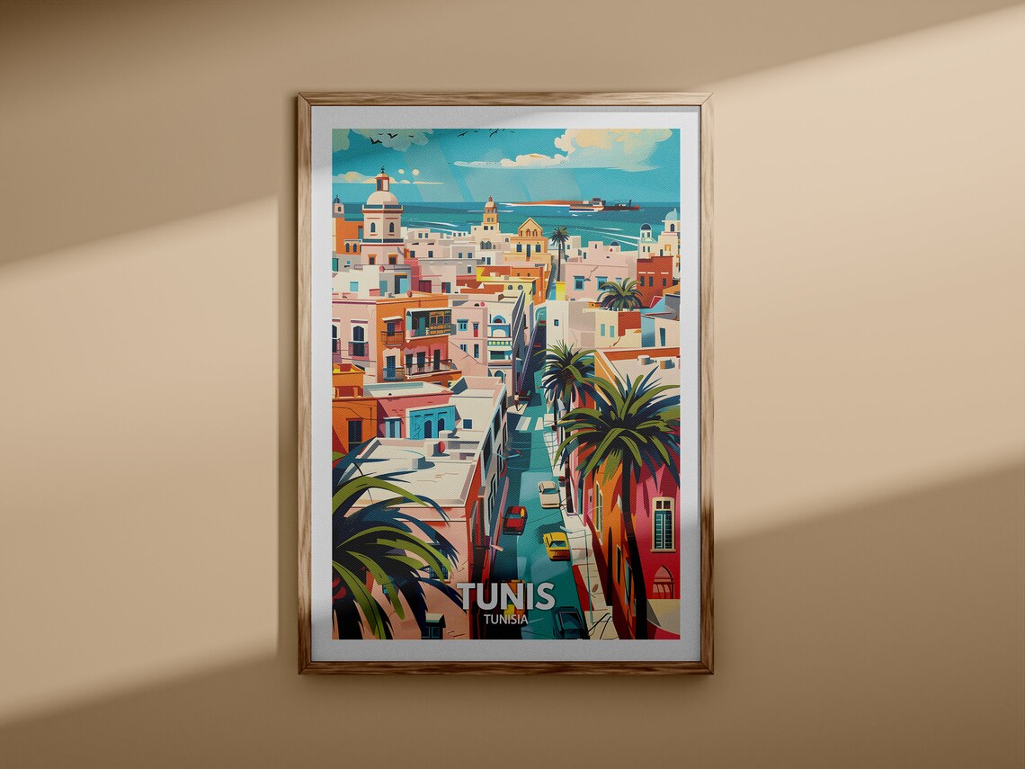 Tunis Tunisia North Africa Medina Street Palms Travel Poster - Image 3