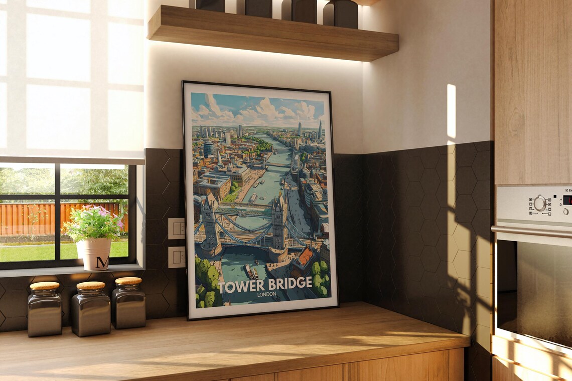 Tower Bridge City Print Tower Bridge Travel Poster London Wall Art Print London Home Decor Travel Wall Poster Unique City Print - Image 2