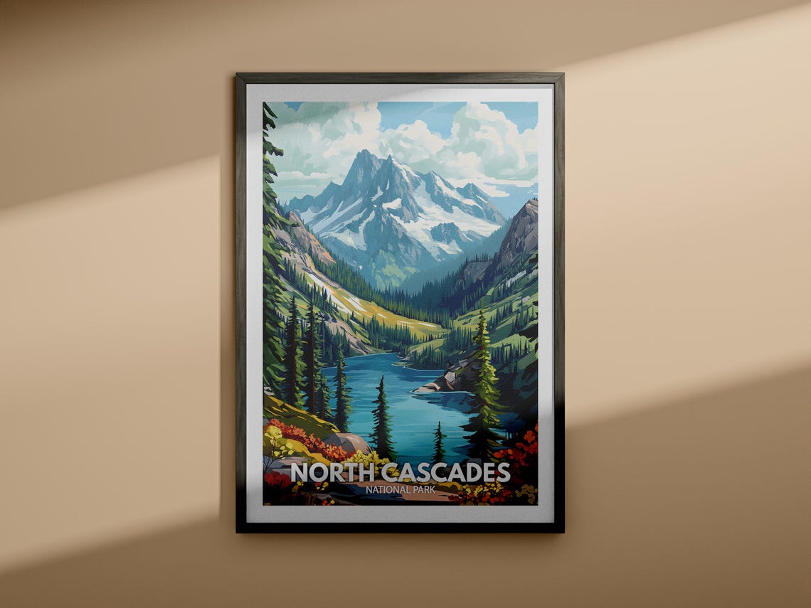 North Cascades Print North Cascades National Park Poster United States National Parks Art United States Travel Poster Nature Prints - Image 3
