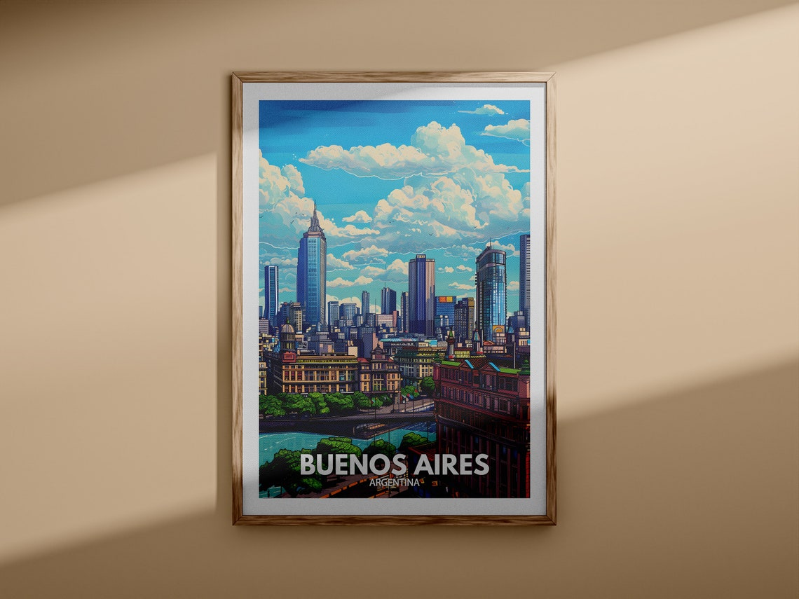 Buenos Aires Argentina Downtown Skyline Dramatic Travel Poster - Image 3