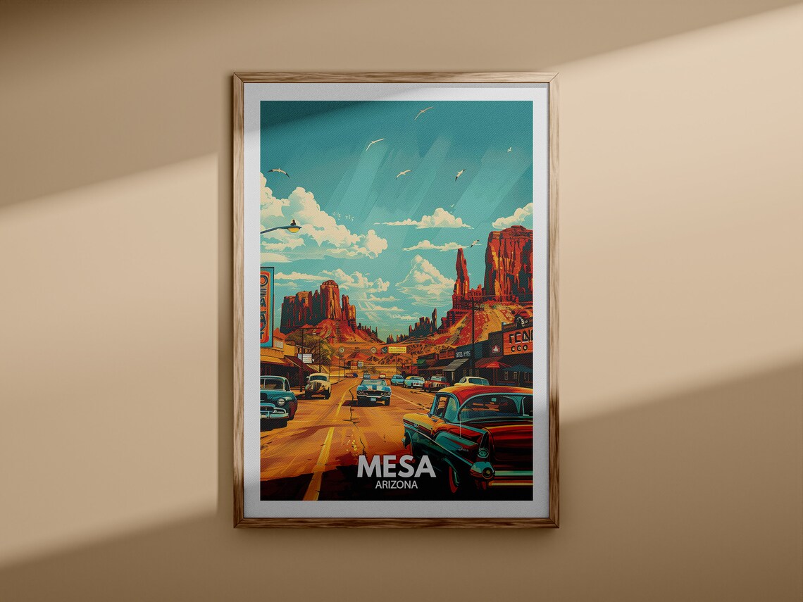 Mesa Print Mesa Travel Poster Arizona Wall Art Print United States Travel Home Decor Usa City Poster - Image 3