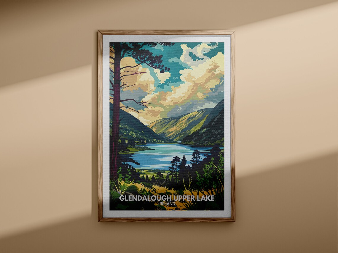 Glendalough Upper Lake Woodland Valley Ireland Travel Poster - Image 3