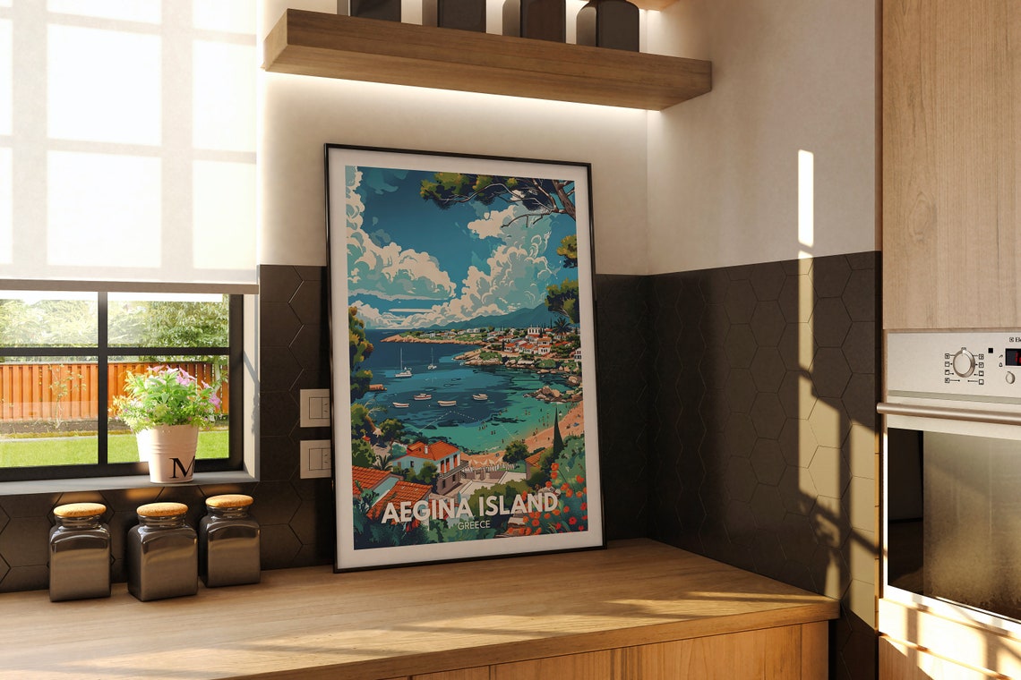 Aegina Island Print Aegina Island Travel Poster Greece Travel Wall Art Print Housewarming Gift City Wall Decor Poster Art Gifts - Image 2