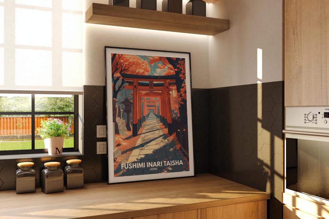 Fushimi Inari Taisha Print Fushimi Inari Taisha Travel Poster Japan Wall Art Print Japan Home Decor Travel Poster Unique City Print - Image 2