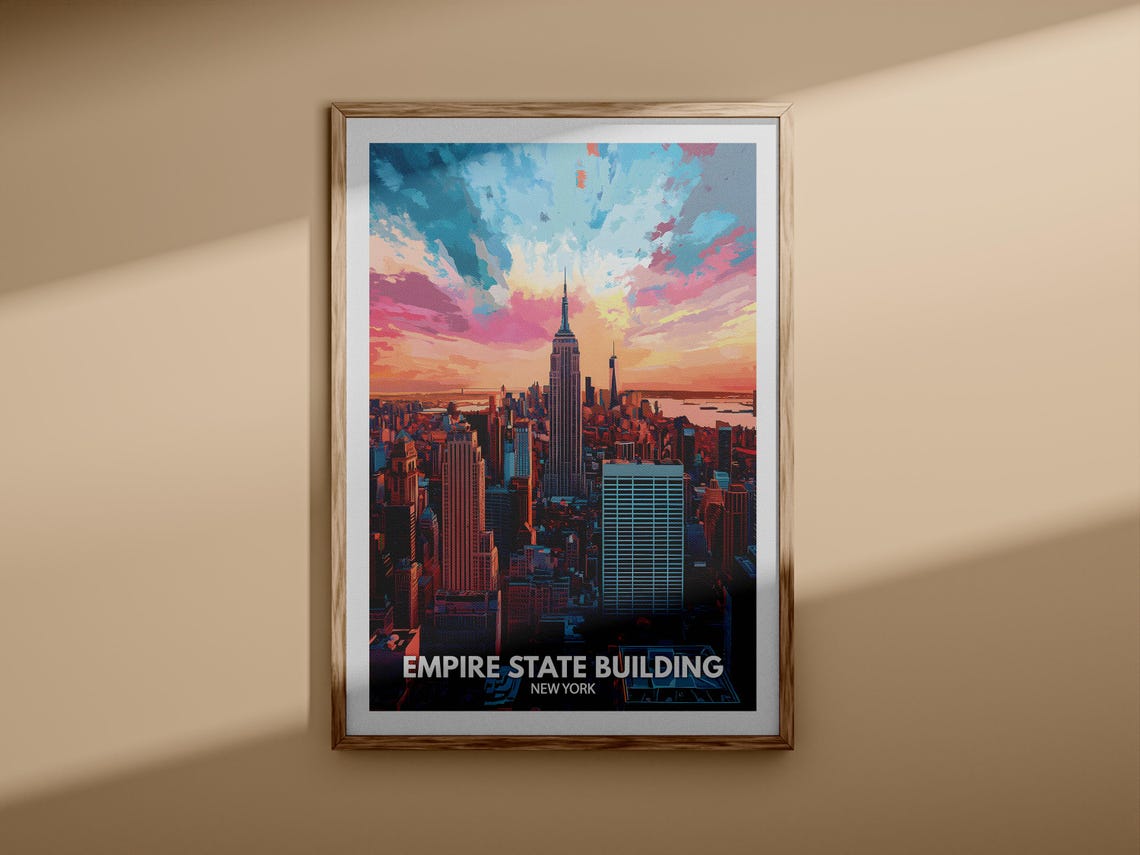 Empire State Building New York Sunset Skyline Panorama Poster - Image 3