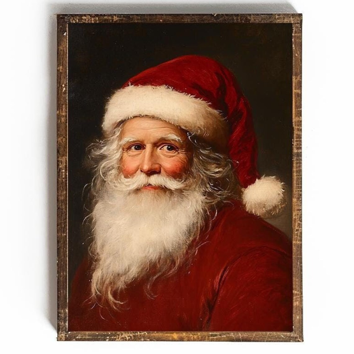 Traditional Santa Claus Portrait in Red Suit Classic Christmas Poster