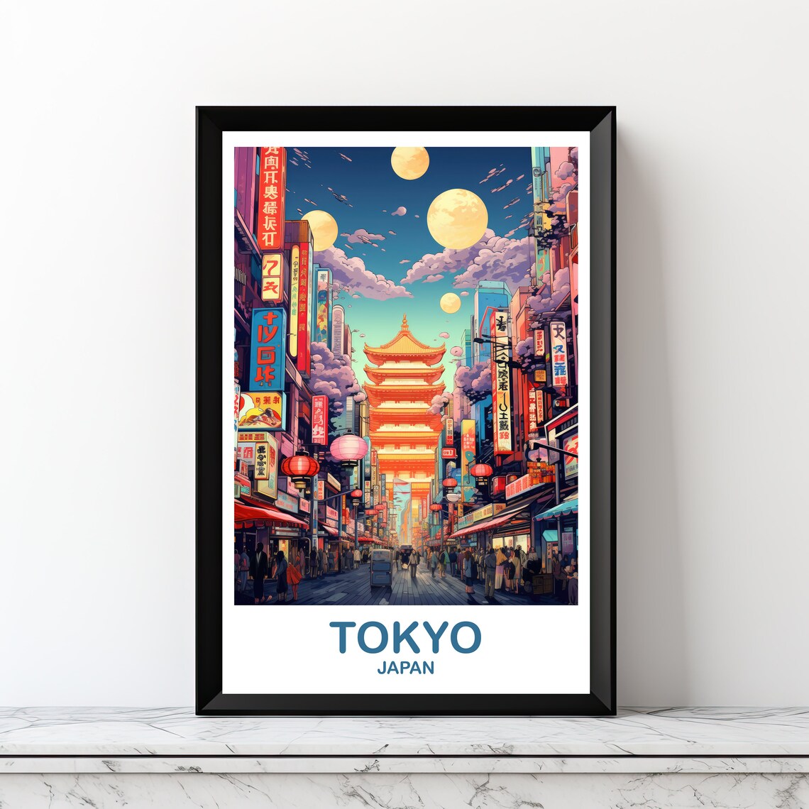 Tokyo Skyline Japan Travel Poster, City Skyline