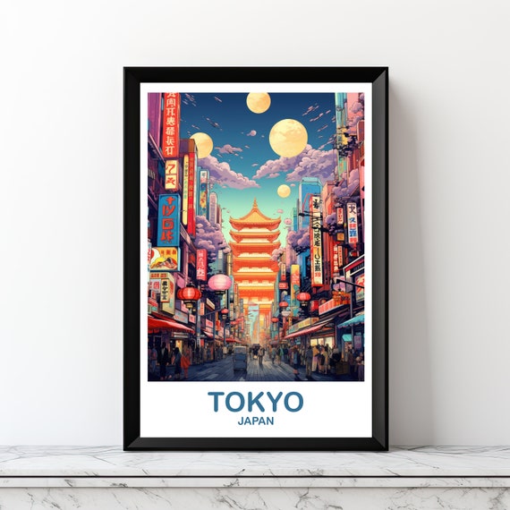 Tokyo Skyline Japan Travel Poster, City Skyline