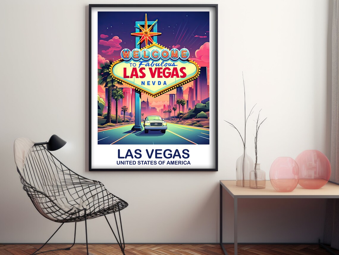 Welcome To Fabulous Las Vegas Neon Sign Retro Travel Art Poster - Image 3