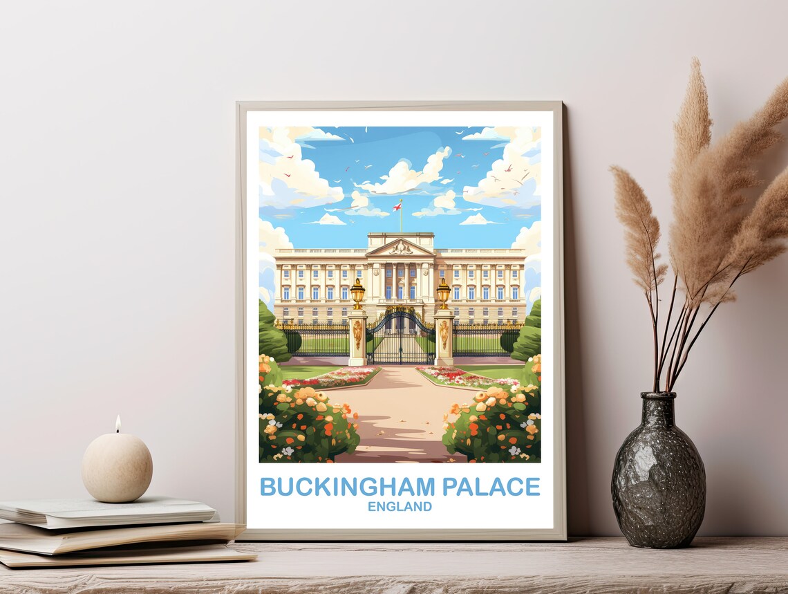 Buckingham Palace London England Vintage Style Travel Art Poster - Image 2