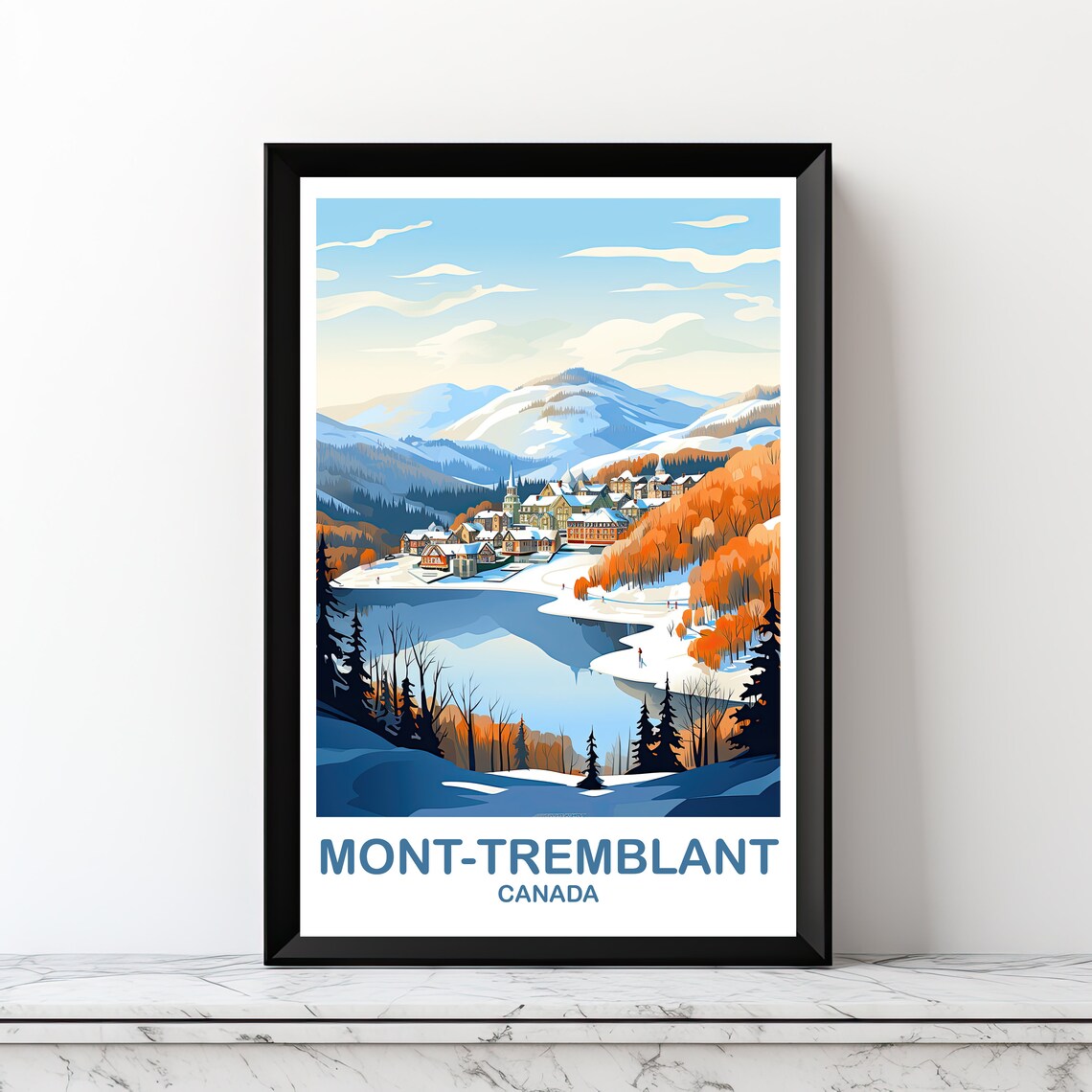 Mont Tremblant Canada Ski Resort Winter Village Scene Travel Poster