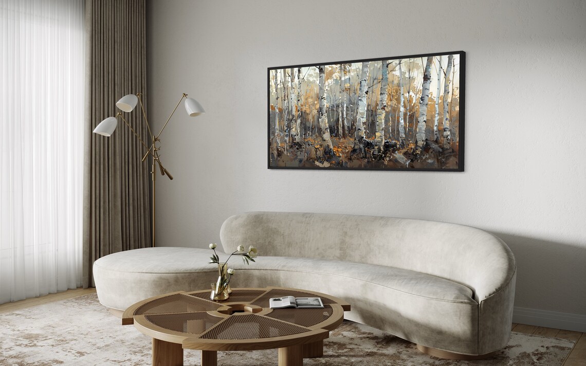 Autumnal Birch Forest Expressionism Art Print - Image 2