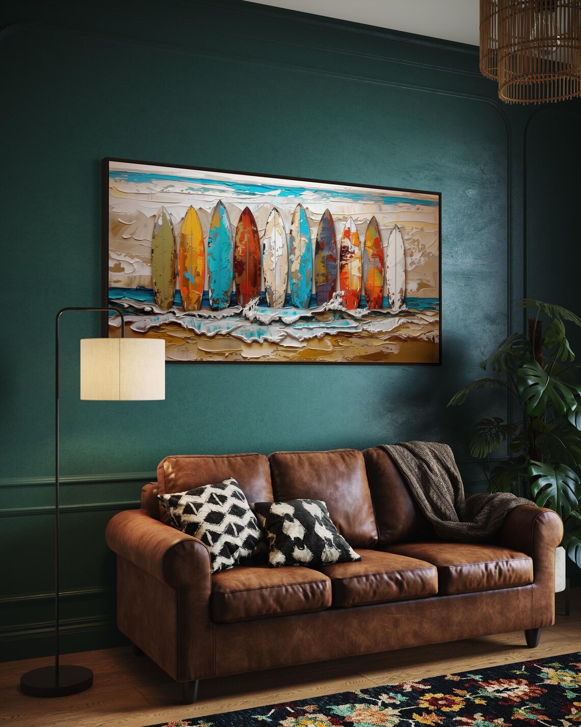 Surfboard Coastal Panoramic Art Print for Beach House - Image 2