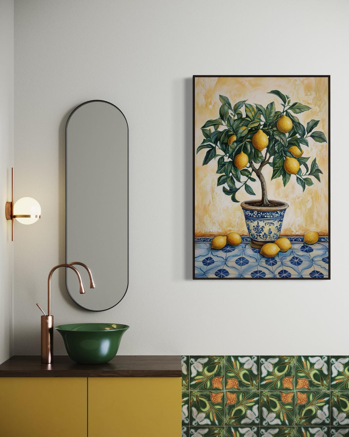 Vibrant Italian Lemon Tree Ceramic Pot Kitchen Mediterranean Art Print - Image 3