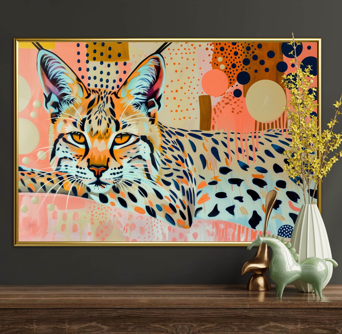 Vibrant Lynx Wildcat Portrait Pop Art Colorful Modern Wildlife Print - Image 4