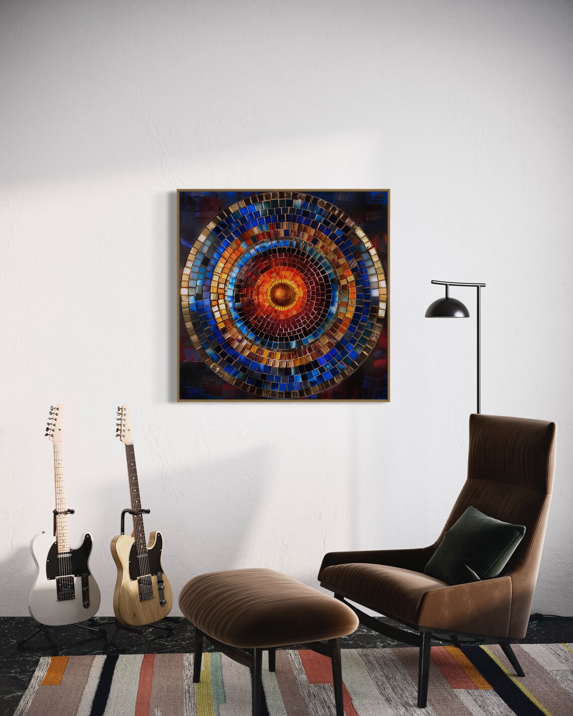 Vivid Mosaic Round Whorl Abstract Spiral Art Print - Image 4
