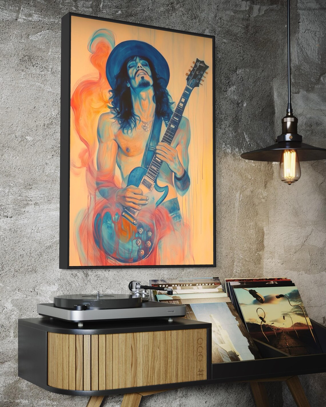 Abstract Rock Guitarist Long Hair Vibrant Electric Music Poster - Image 4