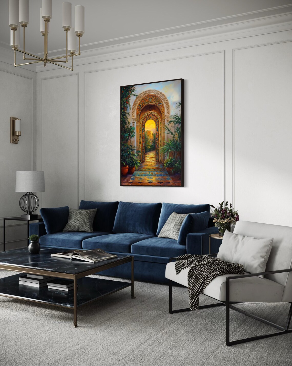 Golden Moroccan Archway, Bohemian Mediterranean Art Print - Image 3