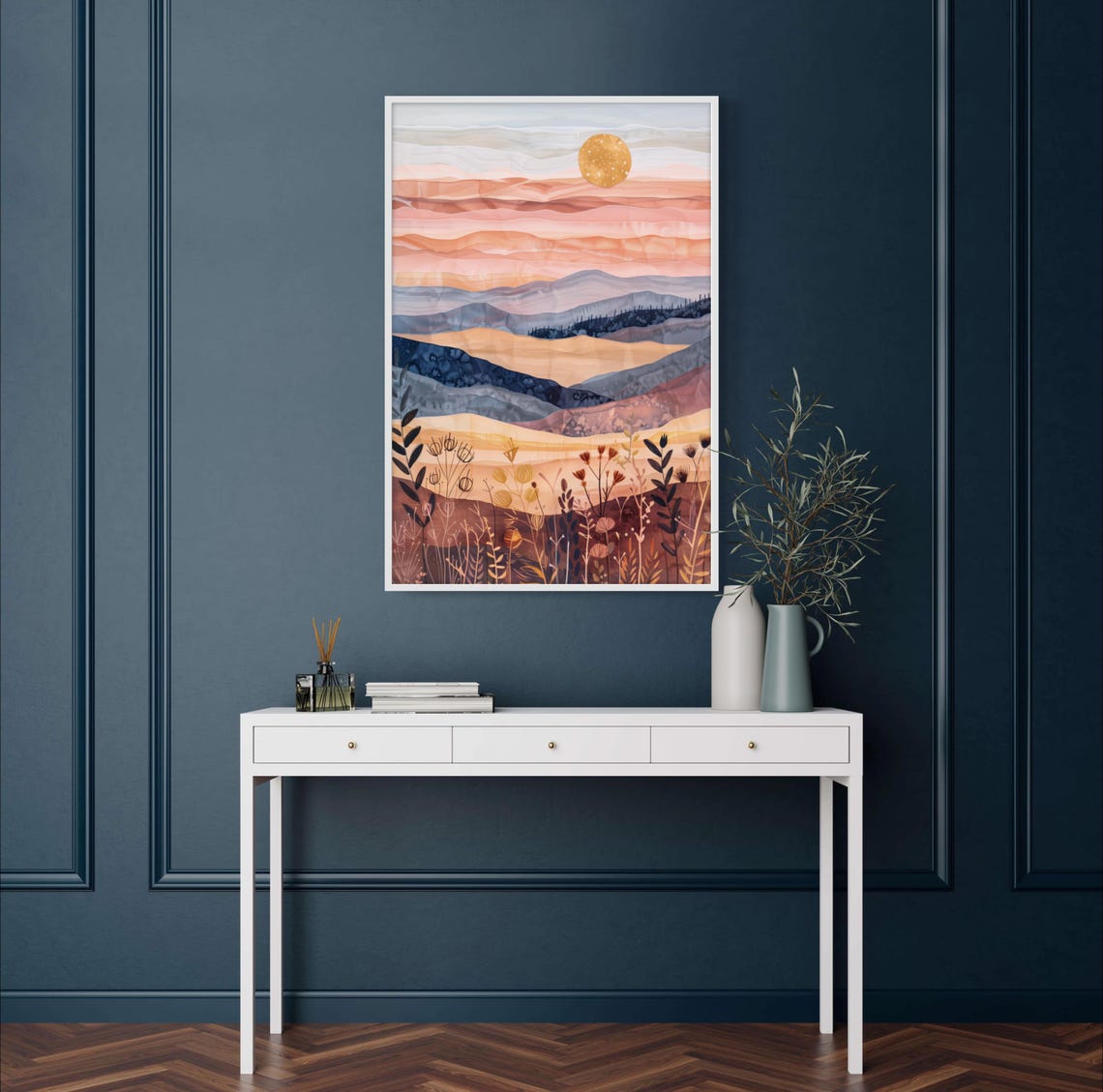 Minimalist Boho Mountain Sunset Earth Tone Wall Art Print For Coquette Room Decor Luxury And Relaxing Rustic Elegance - Image 2