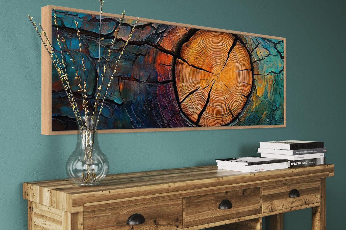 Tree Trunk Wall Art Abstract Nature Inspired Wood Grain And Tree Ring Print For Above Couch Decor And Rustic Earthy Accent - Image 5